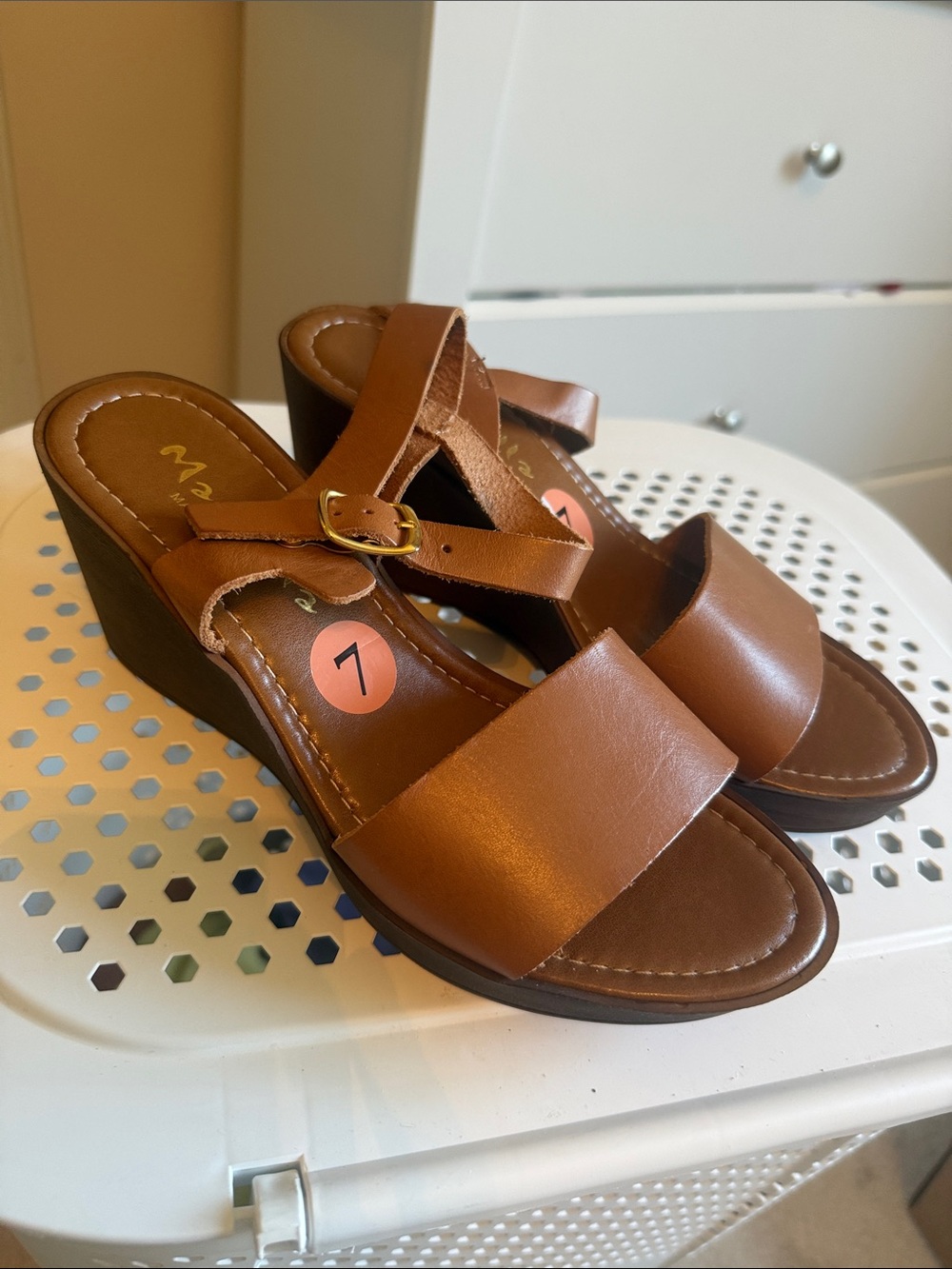 Women's Brown Wedge Slide Sandals